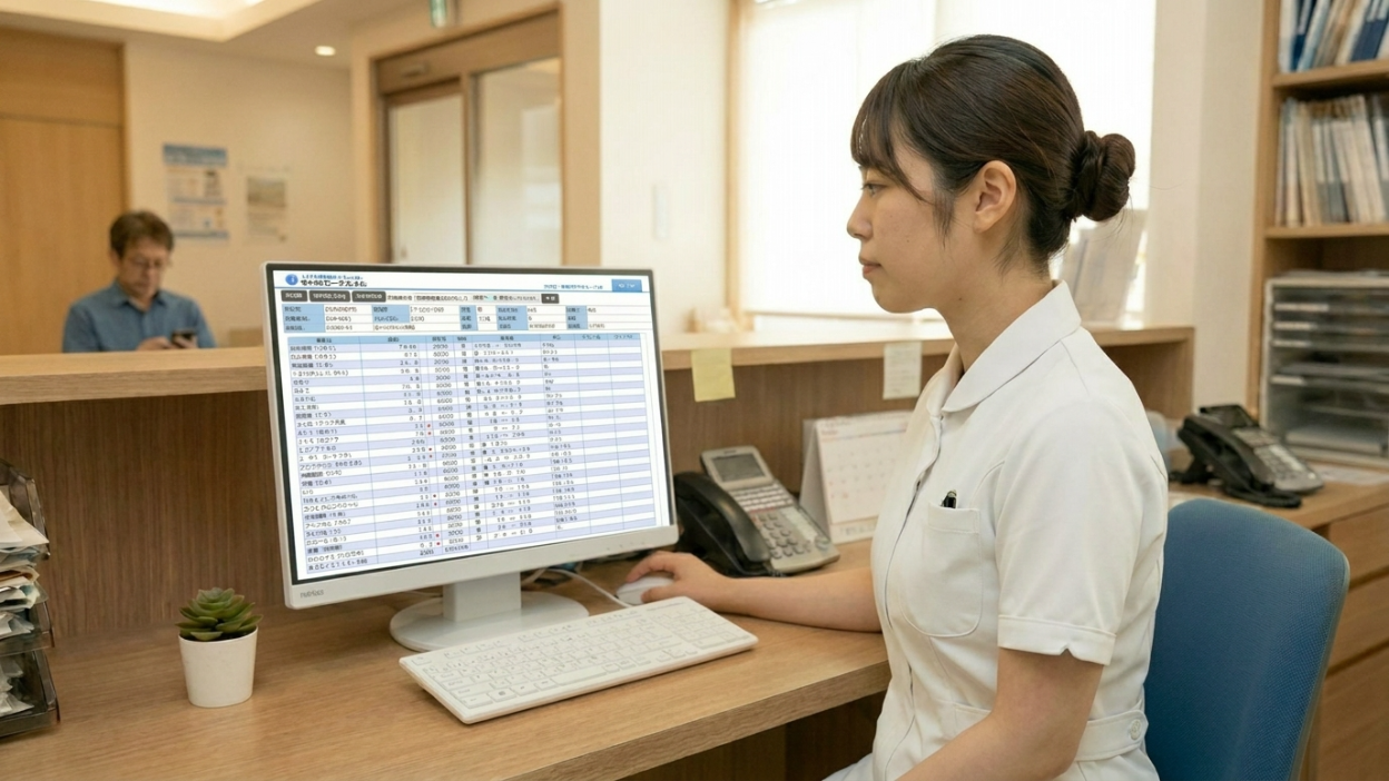 メール通知を受け取る看護師