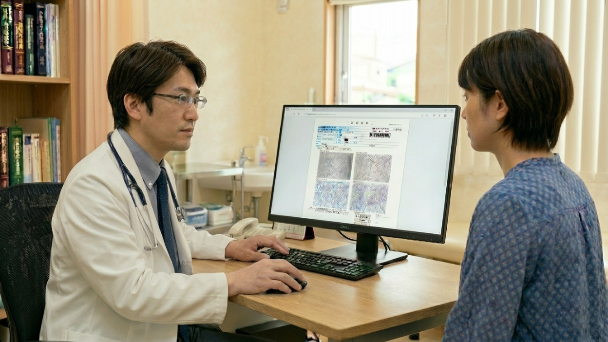 病理画像報告書をWEBで閲覧する医師